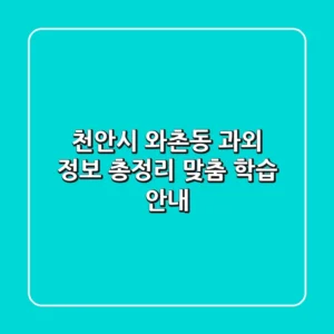 천안시 와촌동 과외 정보 총정리 - 맞춤 학습 안내