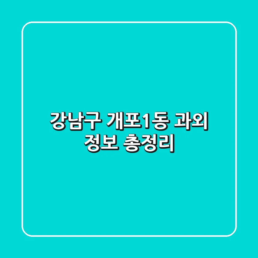 강남구 개포1동 과외 정보 총정리