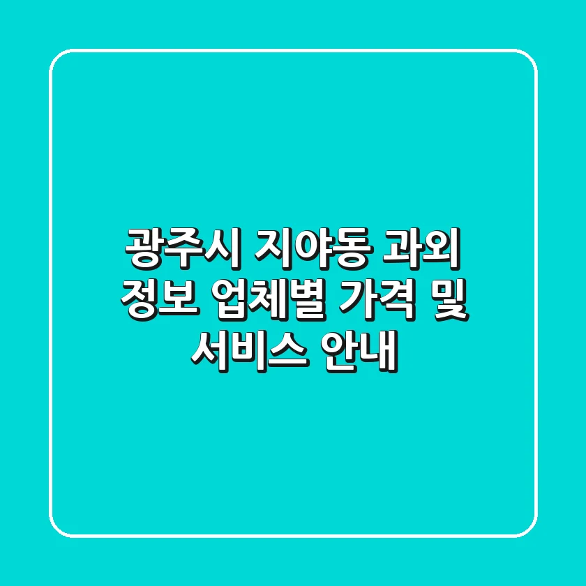 광주시 지야동 과외 정보 - 업체별 가격 및 서비스 안내