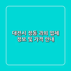 대전시 정동 과외 업체 정보 및 가격 안내