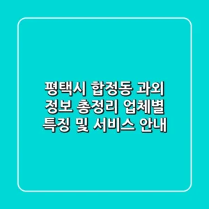 평택시 합정동 과외 정보 총정리: 업체별 특징 및 서비스 안내