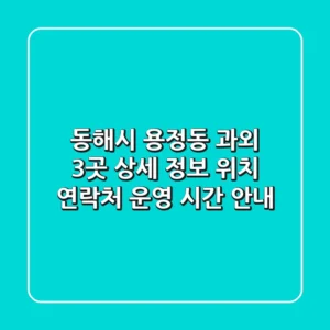 동해시 용정동 과외 3곳 상세 정보 - 위치, 연락처, 운영 시간 안내