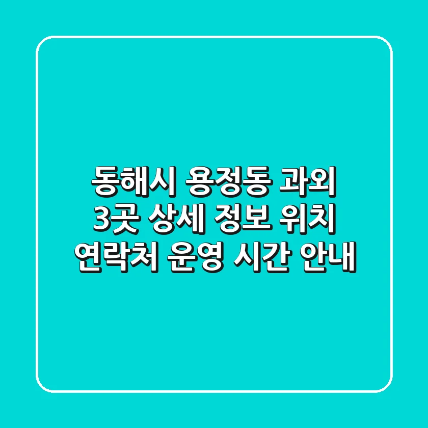 동해시 용정동 과외 3곳 상세 정보 - 위치, 연락처, 운영 시간 안내