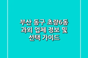 부산 동구 초량6동 과외 업체 정보 및 선택 가이드