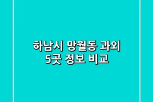 하남시 망월동 과외 5곳 정보 비교