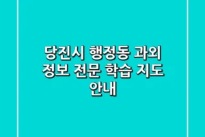 당진시 행정동 과외 정보 – 전문 학습 지도 안내