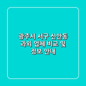 광주시 서구 신안동 과외 업체 비교 및 정보 안내