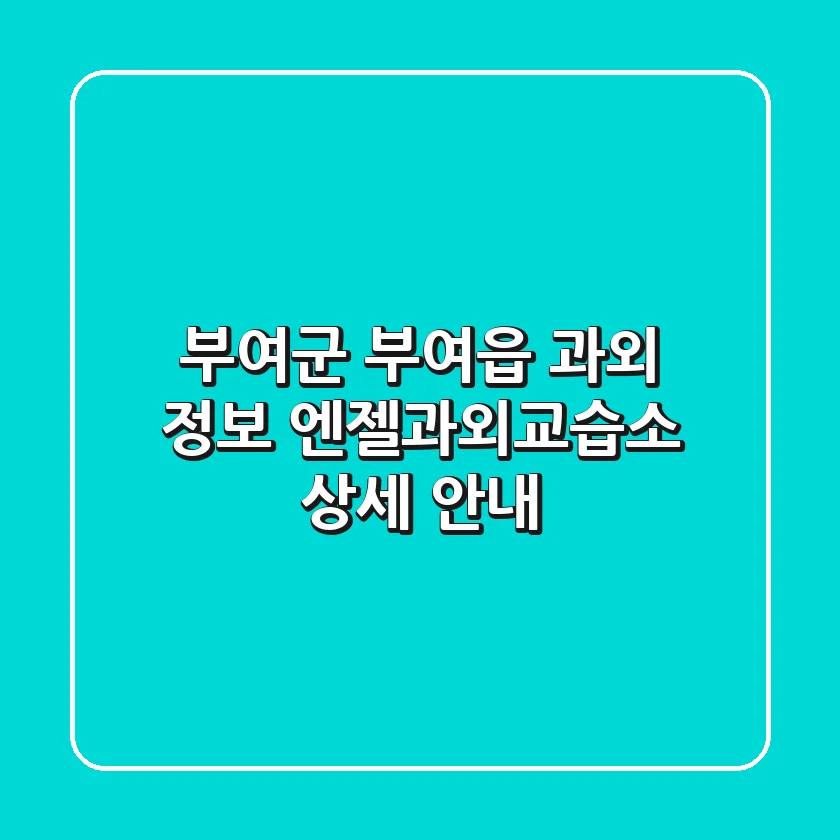 부여군 부여읍 과외 정보: 엔젤과외교습소 상세 안내