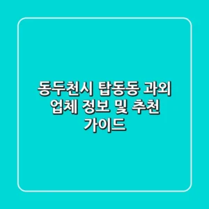 동두천시 탑동동 과외: 업체 정보 및 추천 가이드