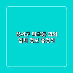 강서구 마곡동 과외 업체 정보 총정리