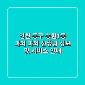 인천 동구 송현1동 과외: 과외 선생님 정보 및 서비스 안내