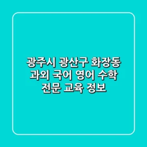 광주시 광산구 화장동 과외: 국어, 영어, 수학 전문 교육 정보