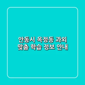 안동시 옥정동 과외: 맞춤 학습 정보 안내