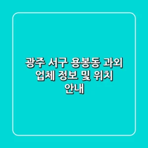 광주 서구 용봉동 과외 업체 정보 및 위치 안내