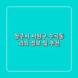 청주시 서원구 수곡동 과외 정보 및 추천