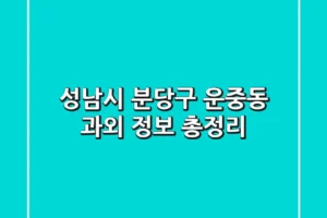 성남시 분당구 운중동 과외 정보 총정리