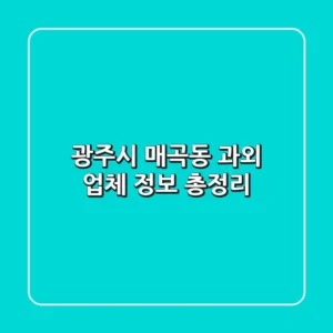 광주시 매곡동 과외 업체 정보 총정리