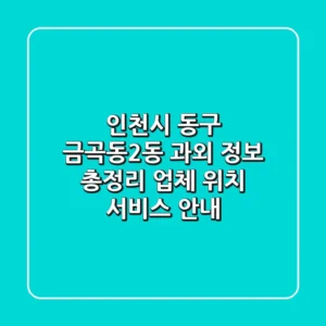 인천시 동구 금곡동2동 과외 정보 총정리 - 업체, 위치, 서비스 안내