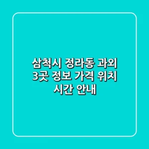 삼척시 정라동 과외 3곳 정보 - 가격, 위치, 시간 안내