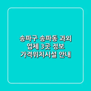 송파구 송파동 과외 업체 3곳 정보 - 가격/위치/시설 안내
