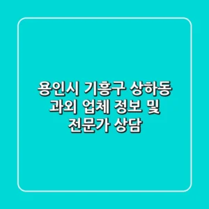 용인시 기흥구 상하동 과외 업체 정보 및 전문가 상담