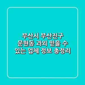 부산시 부산진구 문현동 과외: 믿을 수 있는 업체 정보 총정리