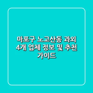 마포구 노고산동 과외: 4개 업체 정보 및 추천 가이드