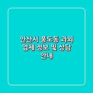 안산시 풍도동 과외 업체 정보 및 상담 안내