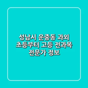성남시 운중동 과외: 초등부터 고등 전과목 전문가 정보