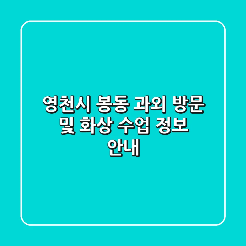 영천시 봉동 과외: 방문 및 화상 수업 정보 안내