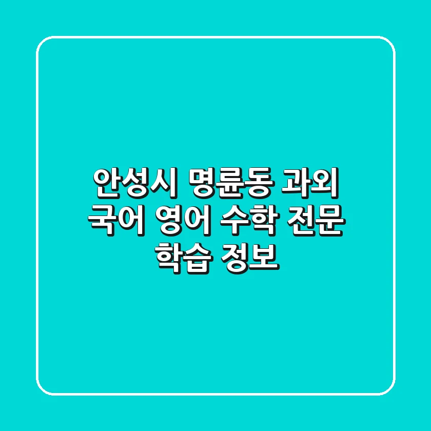 안성시 명륜동 과외: 국어, 영어, 수학 전문 학습 정보