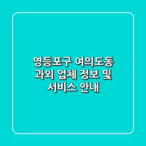 영등포구 여의도동 과외 업체 정보 및 서비스 안내