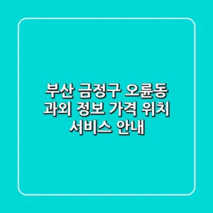 부산 금정구 오륜동 과외 정보: 가격, 위치, 서비스 안내