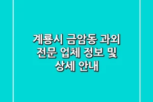계룡시 금암동 과외: 전문 업체 정보 및 상세 안내