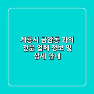 계룡시 금암동 과외: 전문 업체 정보 및 상세 안내