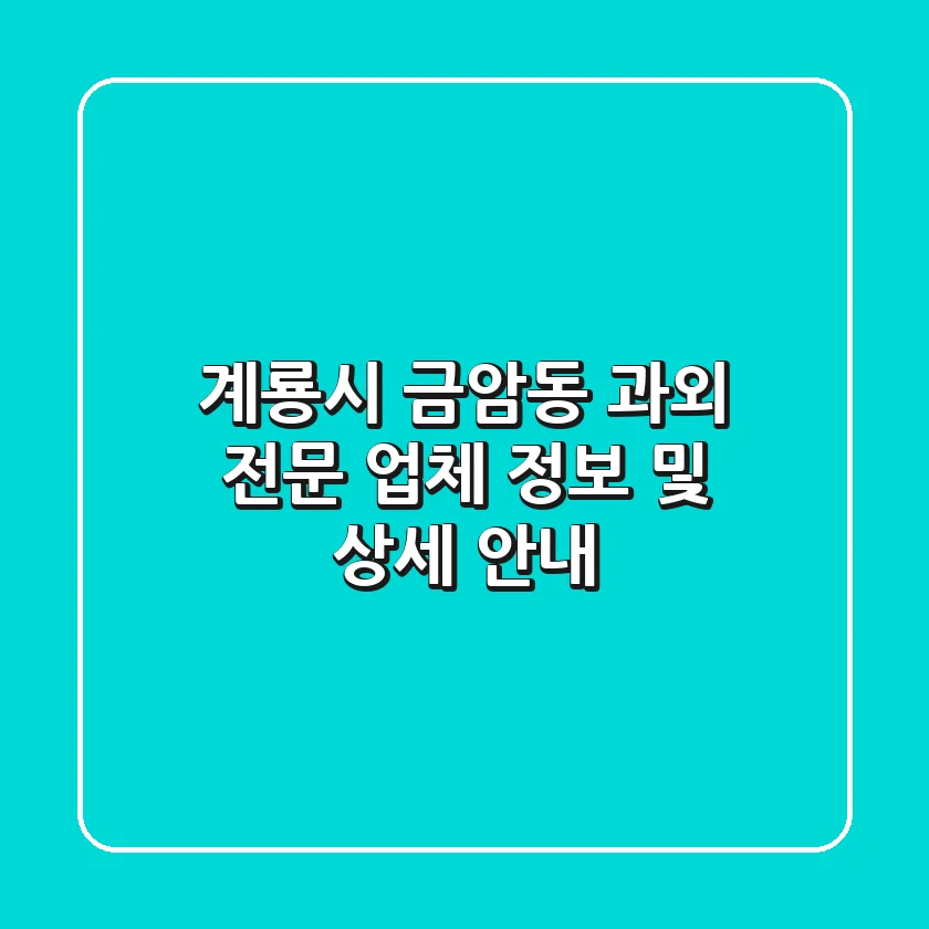 계룡시 금암동 과외: 전문 업체 정보 및 상세 안내