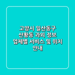 고양시 일산동구 산황동 과외 정보: 업체별 서비스 및 위치 안내