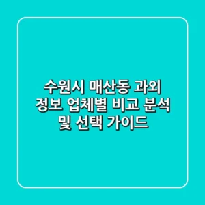 수원시 매산동 과외 정보: 업체별 비교 분석 및 선택 가이드