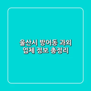 울산시 방어동 과외 업체 정보 총정리