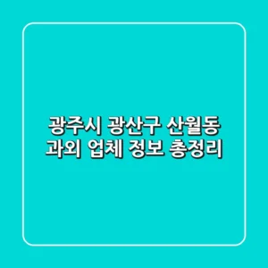 광주시 광산구 산월동 과외 업체 정보 총정리