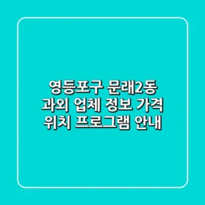 영등포구 문래2동 과외 업체 정보: 가격, 위치, 프로그램 안내