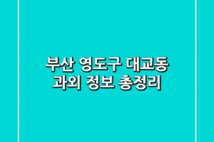 부산 영도구 대교동 과외 정보 총정리