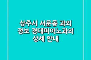 상주시 서문동 과외 정보: 경대피아노과외 상세 안내