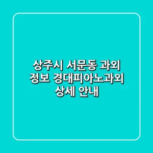 상주시 서문동 과외 정보: 경대피아노과외 상세 안내