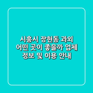 시흥시 장현동 과외, 어떤 곳이 좋을까? - 업체 정보 및 이용 안내