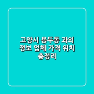 고양시 용두동 과외 정보 - 업체, 가격, 위치 총정리