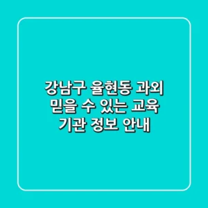 강남구 율현동 과외: 믿을 수 있는 교육 기관 정보 안내