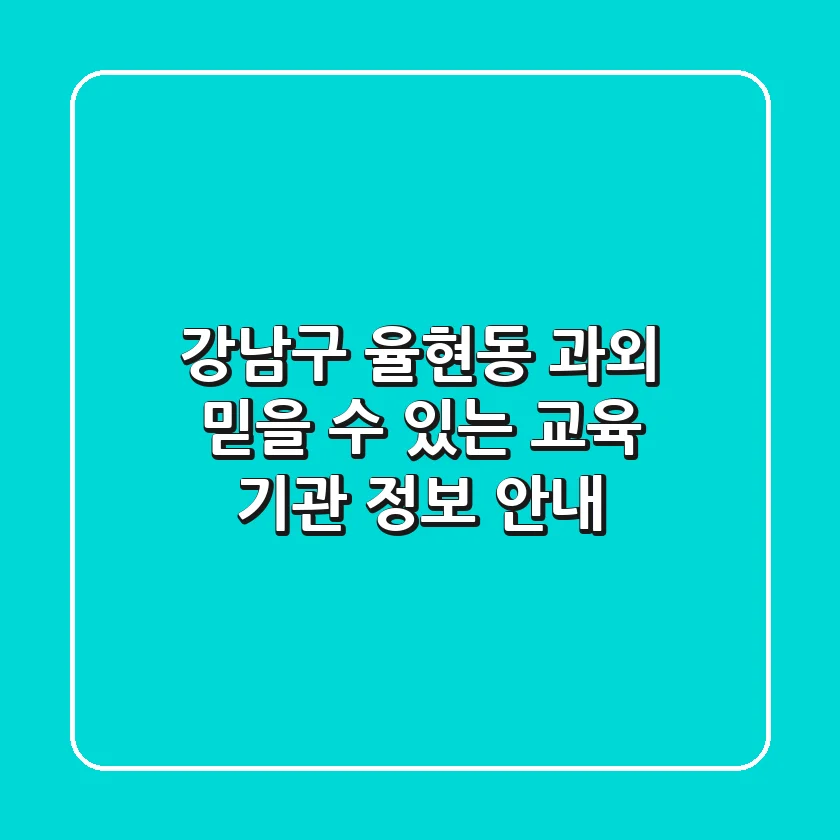 강남구 율현동 과외: 믿을 수 있는 교육 기관 정보 안내