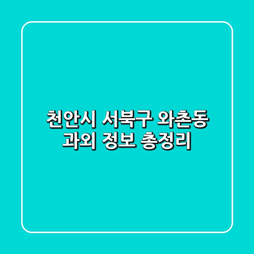 천안시 서북구 와촌동 과외 정보 총정리