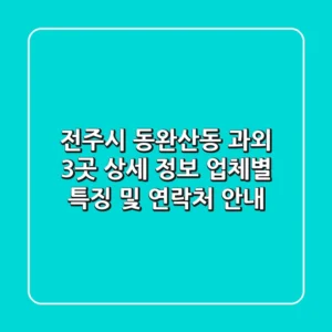 전주시 동완산동 과외 3곳 상세 정보 - 업체별 특징 및 연락처 안내